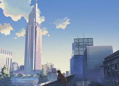 города, архитектура, здания, города, Макото Синкай, одиноко, 5 сантиметров в секунду, аниме - похожие обои для рабочего стола