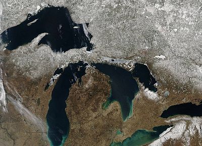 Великие озера, спутниковый снимок - случайные обои для рабочего стола