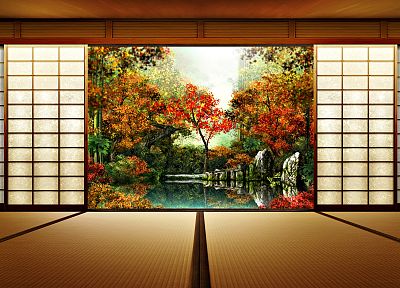 сад, дома, японский - копия обоев рабочего стола