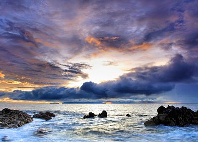океан, облака, природа, скалы, небо, море - обои на рабочий стол