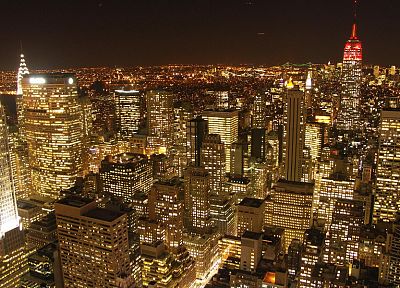 города, ночь, золото, здания, Нью-Йорк - случайные обои для рабочего стола