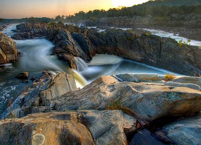 вода, природа, скалы, США, длительной экспозиции, водопады, Виргиния - обои на рабочий стол