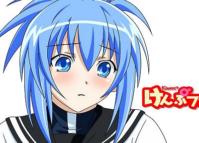 школьная форма, синие волосы, короткие волосы, Кампфер, аниме, простой фон, Senou Natsuru, аниме девушки, морская форма - оригинальные обои рабочего стола
