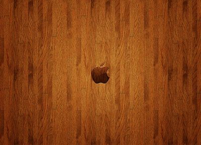 Эппл (Apple), деревянные панели, логотипы - обои на рабочий стол