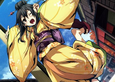 платье, кимоно, визуальные романы, игра CG, аниме девушки, Kajiri Камуи Кагура - случайные обои для рабочего стола