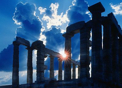 Греция, накидки, храмы, Poseidon, Сунион Мыс - оригинальные обои рабочего стола