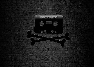 кассета, The Pirate Bay, пиратство, череп и скрещенные кости - оригинальные обои рабочего стола