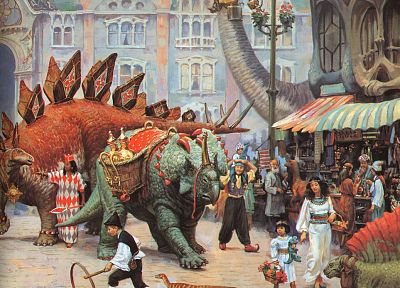 динозавры, Фэнтази, Dinotopia - оригинальные обои рабочего стола