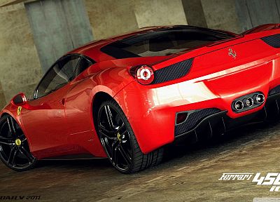 автомобили, транспортные средства, суперкары, Ferrari 458 Italia, красные автомобили, 3D (трехмерный) - оригинальные обои рабочего стола