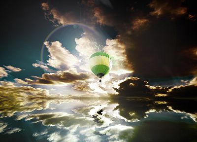 облака, воздушные шары, 3D (трехмерный), небо - оригинальные обои рабочего стола