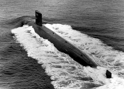 подводная лодка, оттенки серого, USS Narhwal, SSN 671 - оригинальные обои рабочего стола