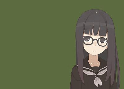 школьная форма, очки, аниме девушки, черные волосы - оригинальные обои рабочего стола