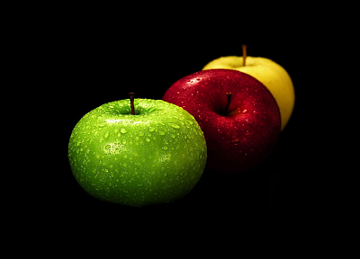 фрукты, еда, яблоки, темный фон - оригинальные обои рабочего стола