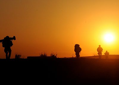 солдаты, Солнце, силуэты, Афганистан - случайные обои для рабочего стола