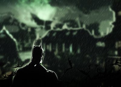 Бэтмен, дождь, Batman Arkham Asylum - случайные обои для рабочего стола
