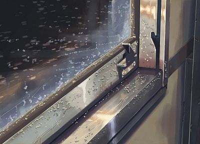 поезда, Макото Синкай, 5 сантиметров в секунду, транспортные средства, оконные стекла, вагон - оригинальные обои рабочего стола