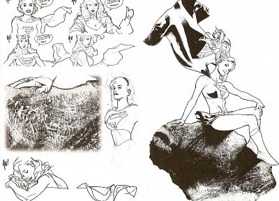 эскизы, Supergirl, Марвел комиксы - копия обоев рабочего стола