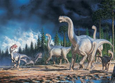 динозавры, произведение искусства, рисунки - обои на рабочий стол