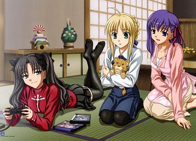 Fate/Stay Night (Судьба), Тосака Рин, Type-Moon, Сабля, Мато Сакура, Fate series (Судьба) - оригинальные обои рабочего стола
