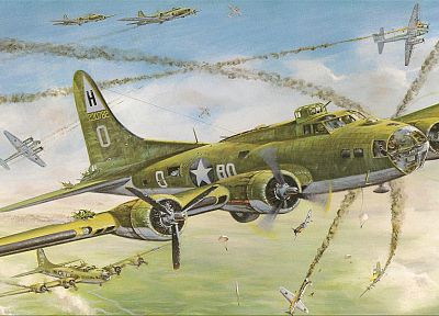 самолет, Вторая мировая война, произведение искусства - обои на рабочий стол