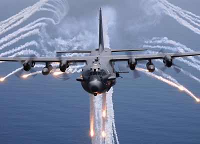военный, AC - 130 Spooky / Spectre, самолеты, вспышки - похожие обои для рабочего стола