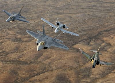 самолет, военный, F-22 Raptor, самолеты, F - 4 Phantom II, А-10 Thunderbolt II, F- 16 Fighting Falcon - похожие обои для рабочего стола