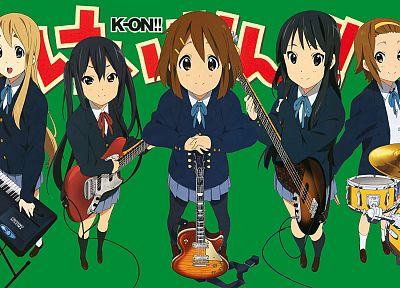 K-ON! (Кэйон!), Hirasawa Юи, Акияма Мио, Tainaka Ritsu, Kotobuki Tsumugi, Накано Азуса - копия обоев рабочего стола