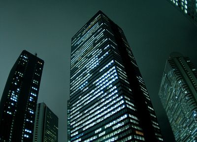 ночь, небоскребы, города - обои на рабочий стол
