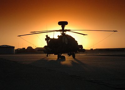 закат, самолет, вертолеты, транспортные средства, AH-64 Apache - оригинальные обои рабочего стола