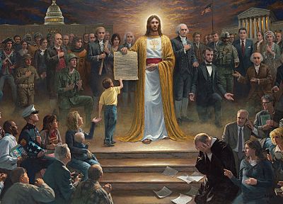 США, Иисус Христос, Джон Ф. Кеннеди, Бенджамин Франклин, Линкольн, Вашингтон, Иисус, McNaughton - копия обоев рабочего стола