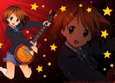 мультфильмы, K-ON! (Кэйон!), Hirasawa Юи, гитары, рисунки - оригинальные обои рабочего стола