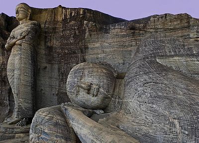 камни, Будда, Буддизм, спальный, статуи, Шри Ланка - похожие обои для рабочего стола