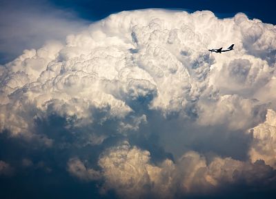 облака, самолет, кучево-дождевые облака, Airbus A320 - случайные обои для рабочего стола