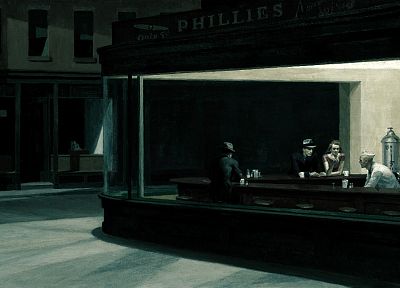 картины, Эдвард Хоппер, произведение искусства, Nighthawks в закусочной - случайные обои для рабочего стола