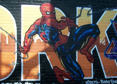 Человек-паук, граффити, Марвел комиксы - оригинальные обои рабочего стола