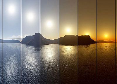 закат, океан, панорамный - копия обоев рабочего стола