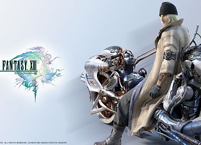 Final Fantasy XIII, белый фон, Снег Вилье, Шива велосипед - оригинальные обои рабочего стола