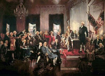 картины, США, произведение искусства, Джордж Вашингтон, Бенджамин Франклин, конституция, подписание - копия обоев рабочего стола