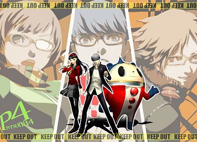 видеоигры, Персона серии, Persona 4, Hanamura Yosuke, Narukami Yuu, Сатонака Чи, Amagi Юкико, Кума ( Persona 4 ) - оригинальные обои рабочего стола