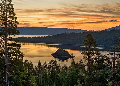 Калифорния, острова, изумруд, залив, Lake Tahoe - оригинальные обои рабочего стола