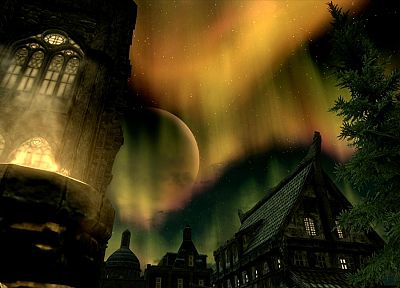 ночь, скриншоты, Xbox 360, одиночество, The Elder Scrolls V : Skyrim - копия обоев рабочего стола