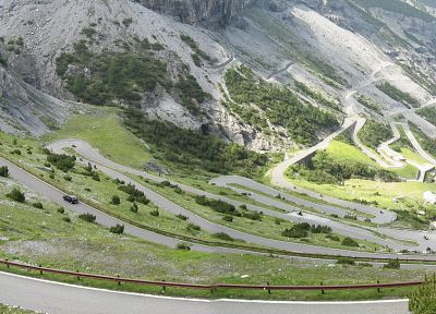 горы, природа, долины, Италия, дороги, Стельвио Pass - оригинальные обои рабочего стола