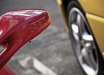 крупный план, красный цвет, желтый цвет, автомобили, Феррари, транспортные средства, Ferrari F430 - похожие обои для рабочего стола