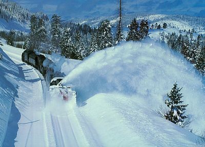 природа, зима, снег, поезда, железнодорожные пути, транспортные средства - обои на рабочий стол