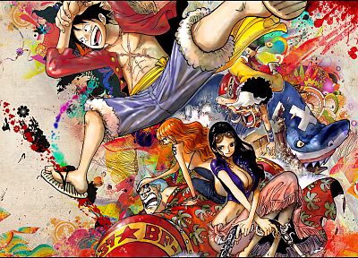 One Piece ( аниме ), Нико Робин, Фрэнки ( One Piece ), Strawhat пираты, Нами ( One Piece ), Usopp - копия обоев рабочего стола