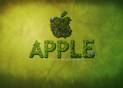 зеленый, Эппл (Apple), трава, текстуры, лозунг, бренды, логотипы - обои на рабочий стол