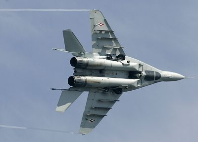 самолет, военный, бойцы, струи, МиГ- 29 - обои на рабочий стол