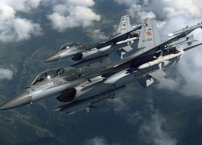 облака, самолет, военный, Турция, транспортные средства, F- 16 Fighting Falcon, Top Gun, небо - оригинальные обои рабочего стола