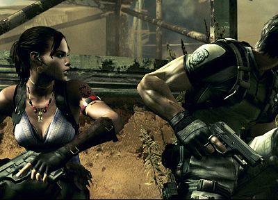 Resident Evil, Шива, Крис Редфилд, Шева Аломар - оригинальные обои рабочего стола
