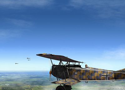 самолет, Fokker, Вторая мировая война, Первая мировая война, произведение искусства, D.VII, военные самолеты - похожие обои для рабочего стола